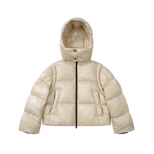 COMMXN·轻旅两穿亮面羽绒袖子可拆卸白鹅绒外套2025冬季新款女装