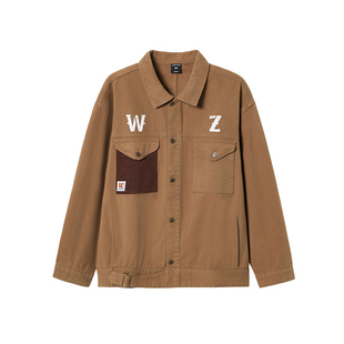 韦恩泽维尔潮牌纯棉休闲工装大码外套男宽松加肥加大加绒夹克8900