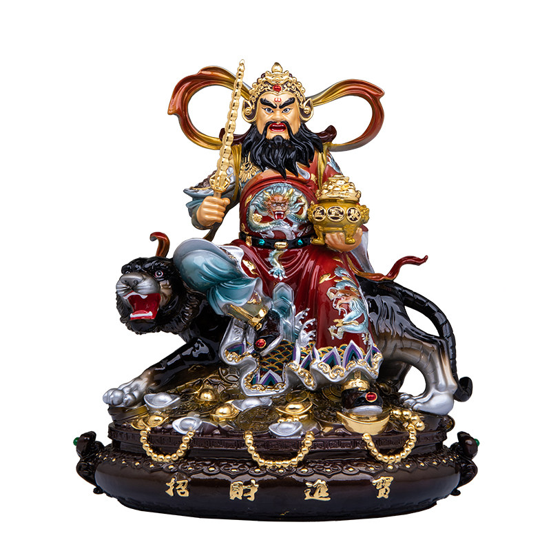 黄铜彩绘赵公明武财神供奉摆件