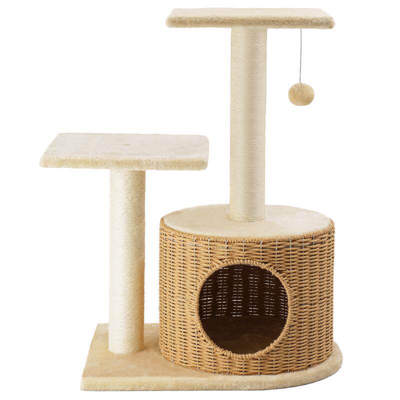 zeze藤编织猫爬架猫树猫窝一体四季小型跳台不占地猫架子猫咪窝