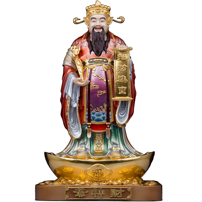 台湾铜文财神站像供奉摆件