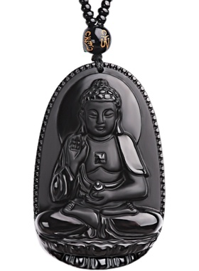 黑曜石十二生肖吊坠项链男女款