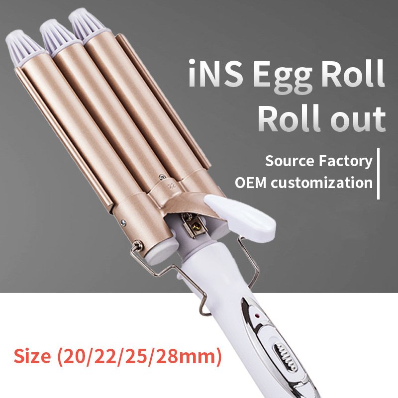 跨境三管自动电卷发头蛋蛋棒烫发夹板水波纹卷厂家器玉米须蛋卷