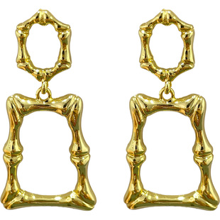 时尚气质浮夸风耳钉金色大耳环欧美潮款夸张金属质感长款银针耳饰