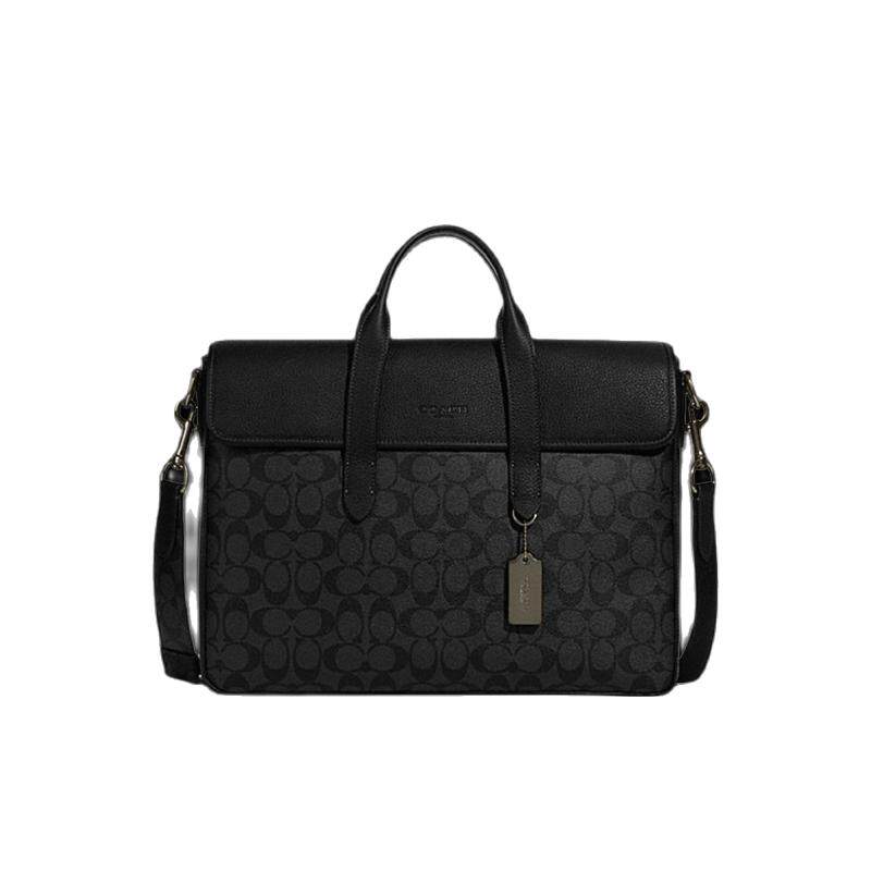 【自营】COACH/蔻驰男士大号单肩手提包PVC黑色C9873/C9827商务