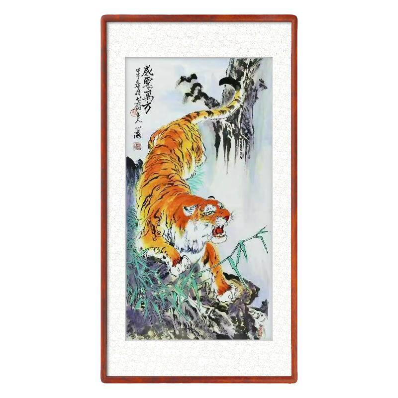 手绘国画上山虎下山虎装饰画客厅