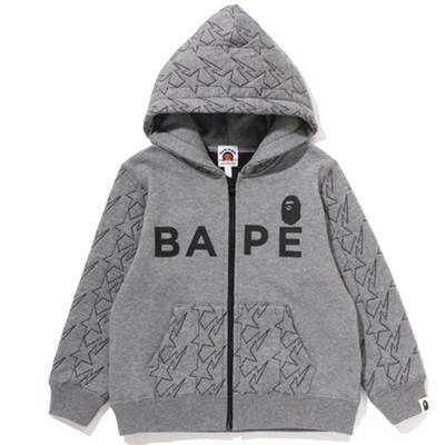 BAPE童装秋冬撞色猿人字母印花