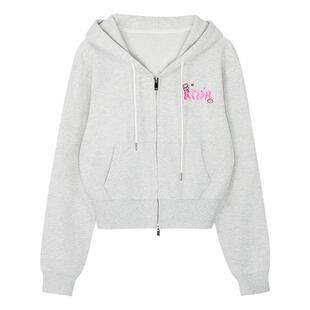 KTDA辣妹短款卫衣套装包臀裙双拉链秋冬连帽开衫外套系带上衣女