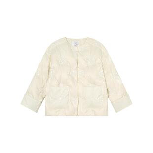 RBIGX瑞比克童装冬季新款珠片绣花小香风圆领精致甜美羽绒服