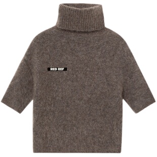 redref 马海毛三色高领针织T恤