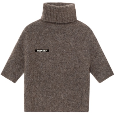 redref 马海毛三色高领针织T恤