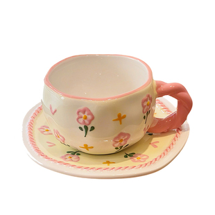 可爱釉下彩马克杯女生咖啡杯碟陶瓷杯家用水杯伴手礼杯子生日礼物