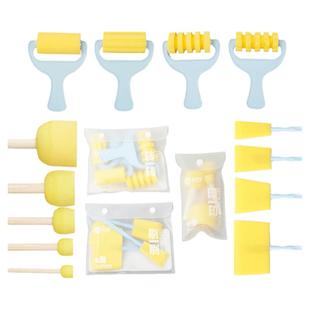 美乐童年海绵印章套装儿童颜料拓印工具幼儿园画画海绵棒绘画画刷