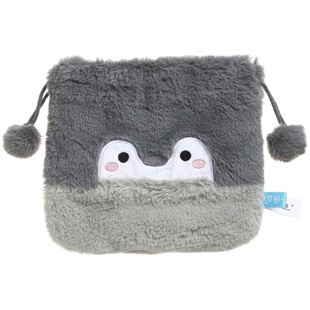正能量企鹅毛绒束口袋日本人气可爱卡通ccd拍立得化妆抽绳收纳包
