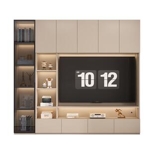 实木电视柜定制客厅家用电视背景墙一体满墙书架书柜收纳储物柜