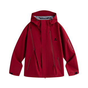 ppge户外登山三合一硬壳压胶冲锋衣红色外套女内胆加厚冬季上衣