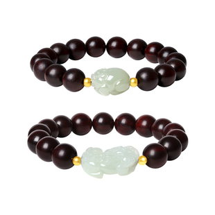 周大生转珠阁足金小叶紫檀手串貔貅和田玉手链送男女友生日礼物