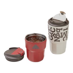 OPUS翻盖保温杯红色咖啡杯女生高颜值316不锈钢男士大容量营地