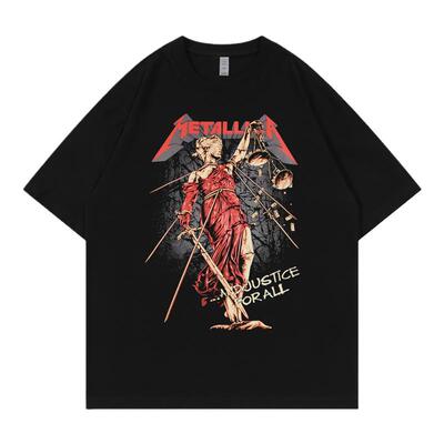 Metallica落肩复古摇滚短袖T恤