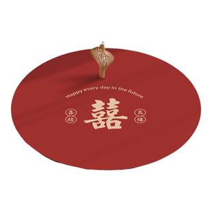 结婚桌布圆形小茶几垫高级感圆餐桌垫子防水防烫软硅胶面防滑桌垫