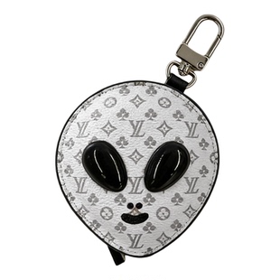 新款老花外星人包挂件灰色真皮包包挂件时尚潮流个性小众包挂饰