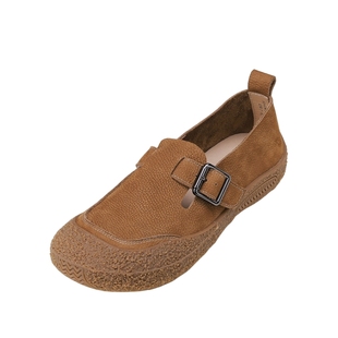 西村名物冬季新款软底真皮平底百搭美拉德加绒毛绒勃肯鞋毛毛鞋女