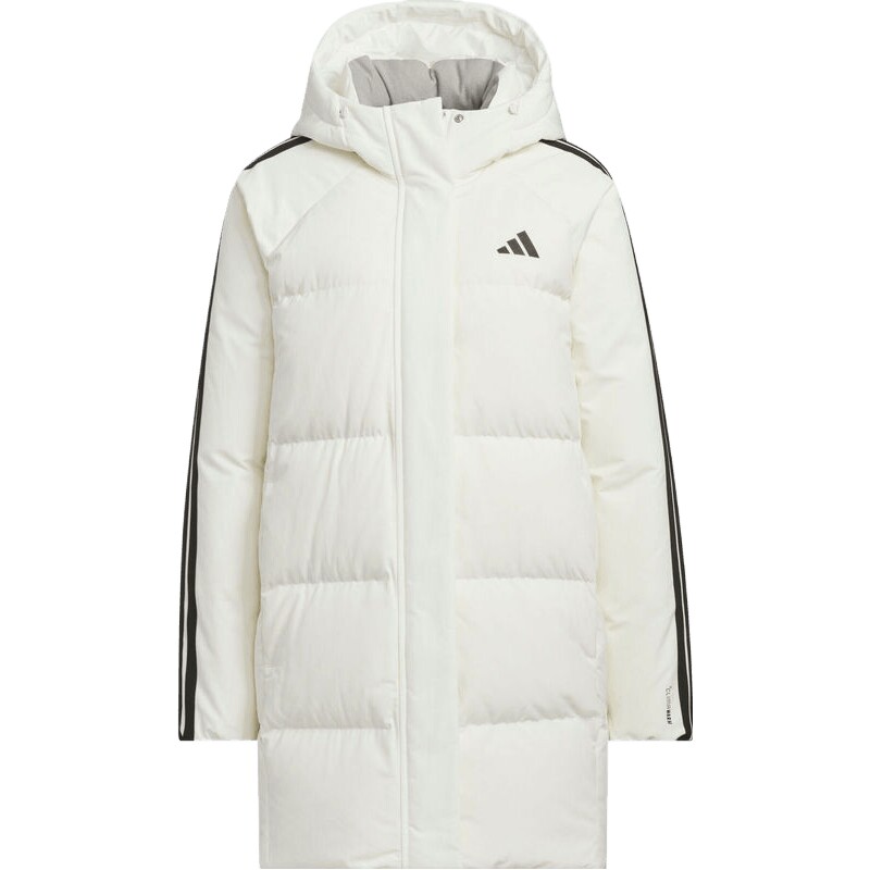 adidas阿迪达斯女子运动训练保暖连帽中长款羽绒服外套KC2485