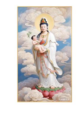 5D观音送子图钻石画2026新款求子娘娘手工diy满粘砖点贴钻十字绣