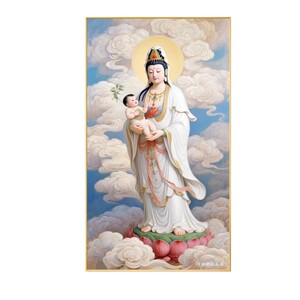 5D观音送子钻石画2026新款满钻求子菩萨手工diy粘砖点贴钻十字绣