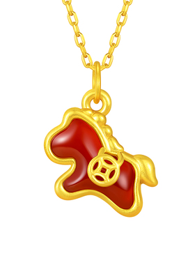 中国黄金出品999足金小马吊坠