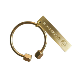 手工钥匙扣纯铜北欧简约金属钥匙圈水滴U型环复古汽车黄铜D型腰挂