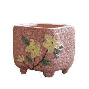多肉拇指盆控形盆手绘素烧复古粗陶窑变陶瓷小盆特小号迷你花器