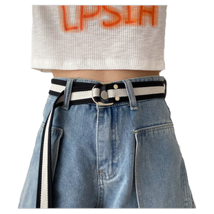 腰带女款式ins风学生装饰配牛仔裤潮流简约男士帆布军训皮带女士