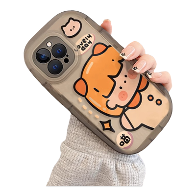 适用苹果15promax硅胶可爱保护套