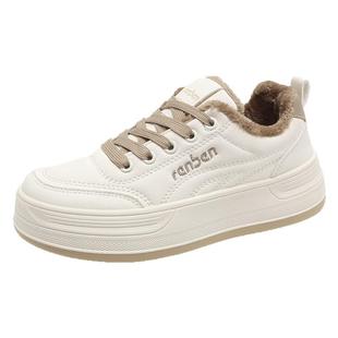 人本板鞋女2025冬季新款加绒加厚初高中生运动厚底增高保暖二棉鞋