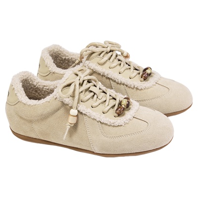 fed串珠阿甘鞋冬季新款女鞋加绒德训鞋厚底休闲鞋女S0905-ZCA525