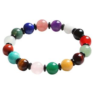 定制草莓晶黄水晶紫白水晶粉晶天然手链黑曜石男女手串月光石朱砂