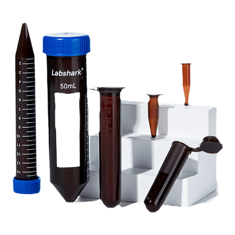 Labshark棕色离心管加厚螺口蓝盖圆底尖底避光塑料离心管防漏带刻度2ml5ml10ml15ml20ml50ml100ml比克曼生物