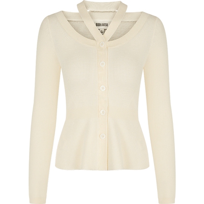 BORAAKSU荷叶下摆收腰针织开衫