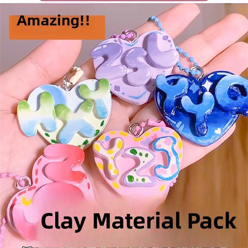 石塑粘土diy材料包套装姓名牌包包挂件高级感小饰品手工diy礼物