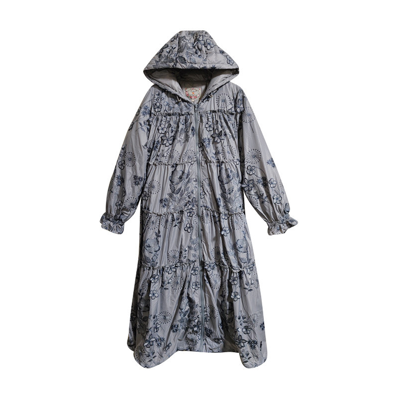 高端刺绣长款过膝白鸭绒羽绒服