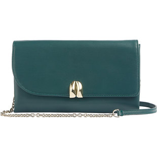 LK BENNETT墨绿色真皮包包2025年春夏新款西班牙进口羊皮手抓包