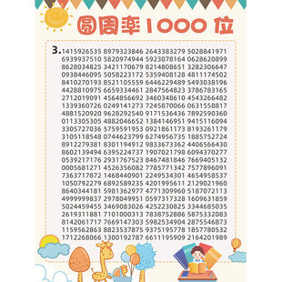 圆周率表1000位派π常数墙贴小学数学几何图形计算公式海报挂图