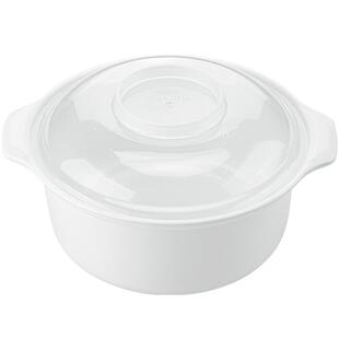 茶花微波炉专用加热碗带盖透明双耳食品级塑料家用饭盒热菜神器