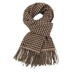 MINISO名创优品围巾秋冬季千鸟格披肩流苏围脖时尚百搭保暖男女款