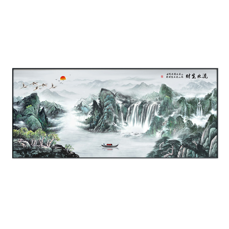 沙发背景墙办公室挂画大气山水画