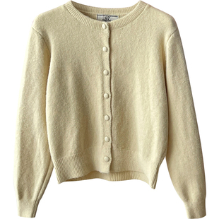 日韩系复古软糯羊绒毛针织开衫女秋温柔洋气休闲显瘦百搭外套上衣