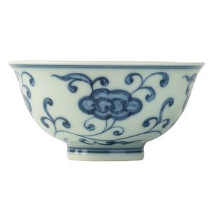 三勤堂手绘青花灵芝纹主人杯景德镇手工茶具个人专用品茗杯高档