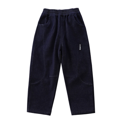 男童针织软牛仔裤加绒保暖直筒裤