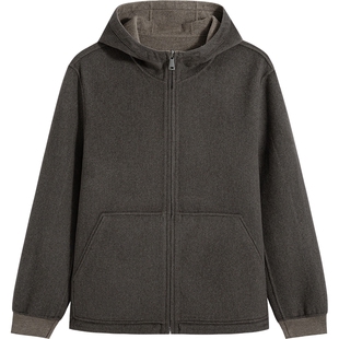 Brooks Brothers/布克兄弟男士25早秋新品羊毛纯色连帽双面穿外套